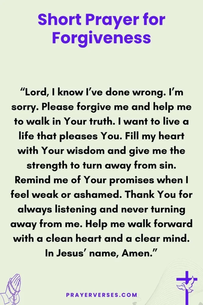 Short Prayer for Forgiveness